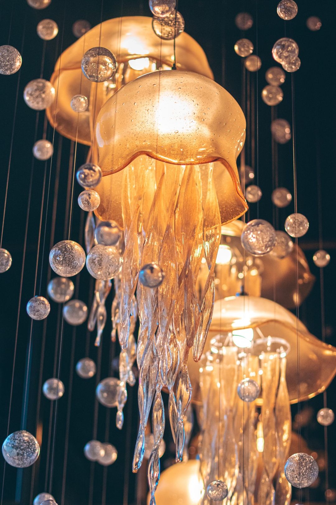 Blown glass jellyfish chandelier Blown design